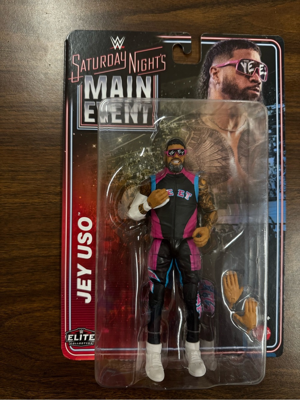 WWE Elite Saturday Nights Main Event Jey Uso Men’s Black & Pink Jeans
